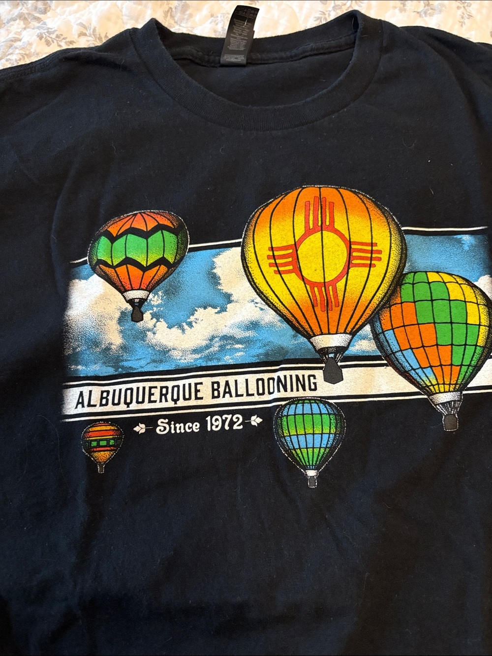 Albuquerque Ballooning Women’s Black Graphic T‑Shirt - Hot Air Balloons
